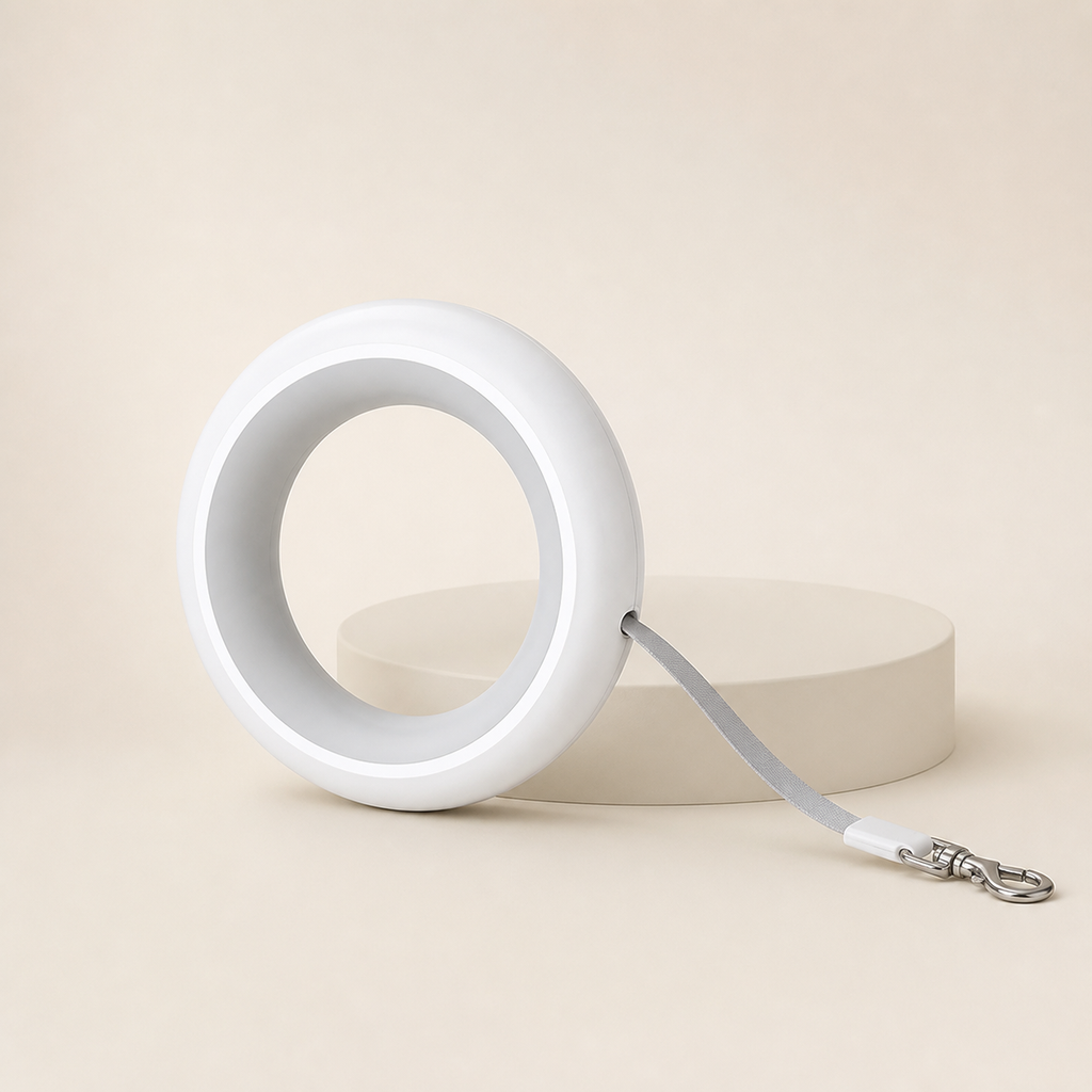Loopie Retractable Leash on a beige studio background